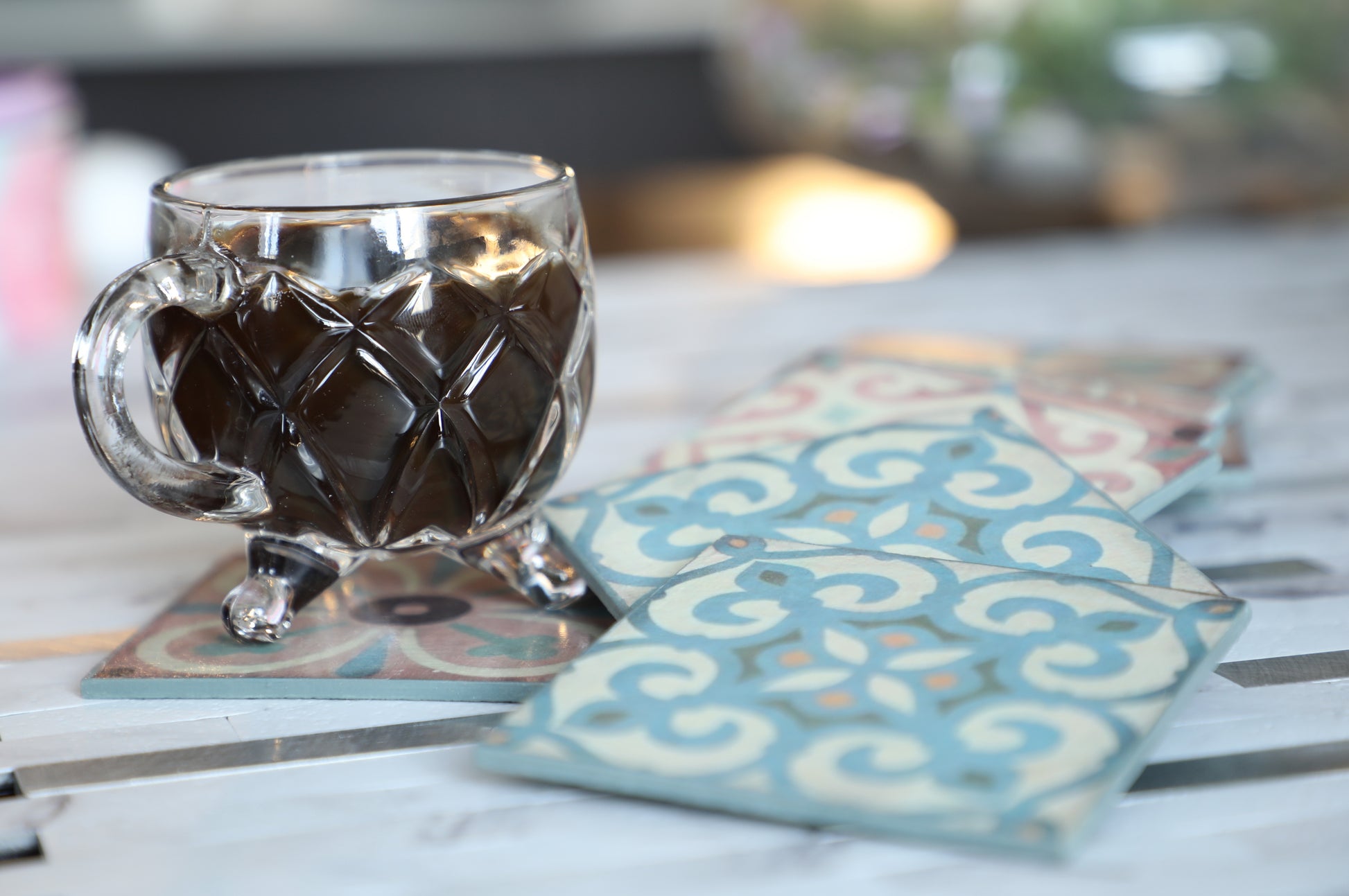 Ramadan Light Wood Coasters - Set of 6 - Square Coasters - Laila Beauty Care Coasters