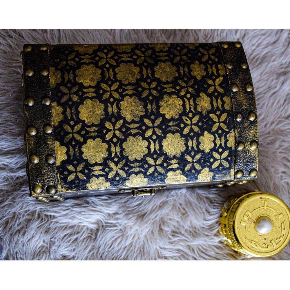 Black and Gold Treasure Box Jewelry Box - Laila Beauty Care Jewelry Box