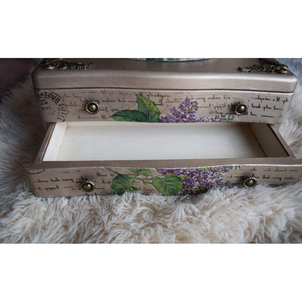 Champagne Gold & Lavender Jewelry Box Jewelry Box - Laila Beauty Care Jewelry Box