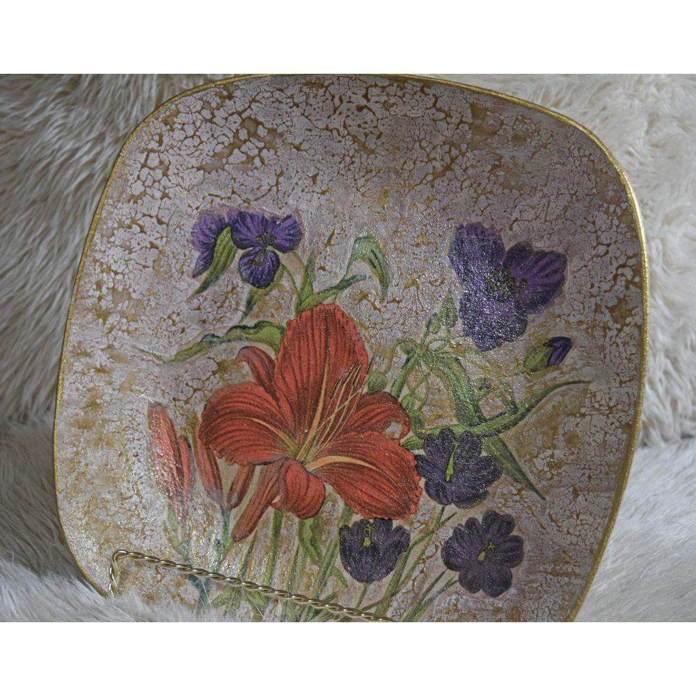 Square Floral Dish Decorative Plate - Laila Beauty Care Decorative Plate