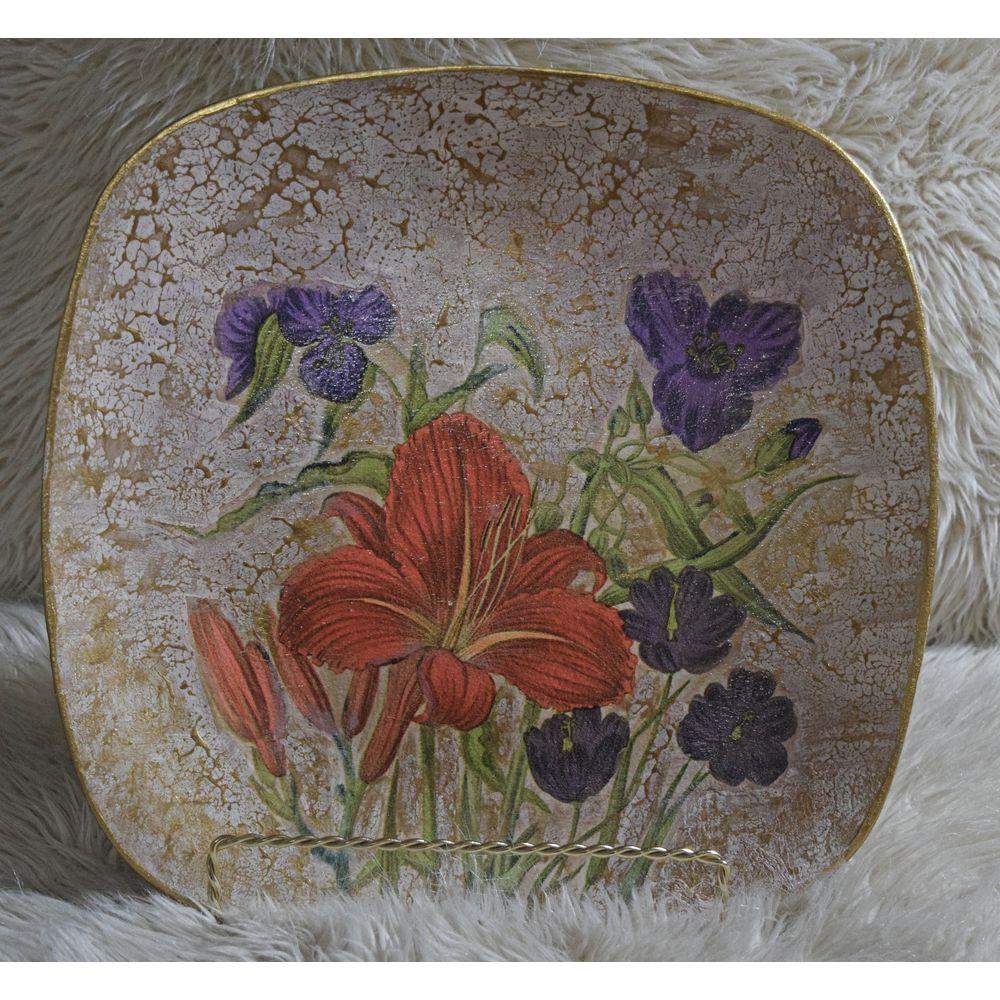 Square Floral Dish Decorative Plate - Laila Beauty Care Decorative Plate