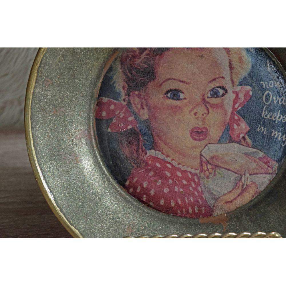 Vintage Golden Edged Plate – Girl Decorative Plate - Laila Beauty Care Decorative Plate