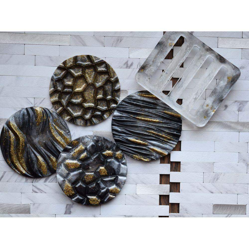 Golden Black & White Coasters Coasters - Laila Beauty Care Coasters