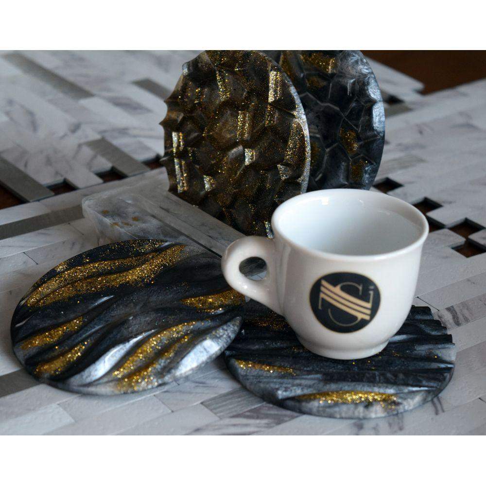 Golden Black & White Coasters Coasters - Laila Beauty Care Coasters