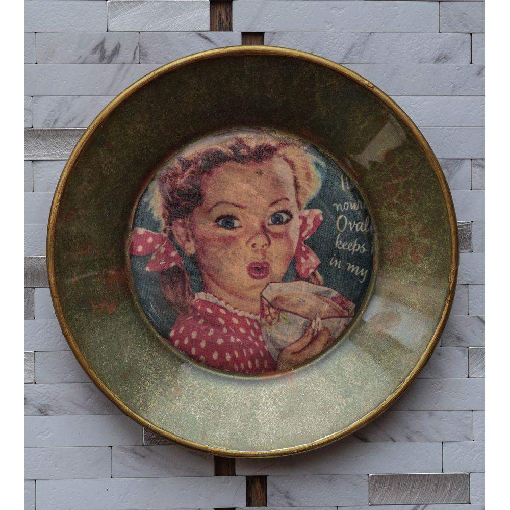 Vintage Golden Edged Plate – Girl Decorative Plate - Laila Beauty Care Decorative Plate