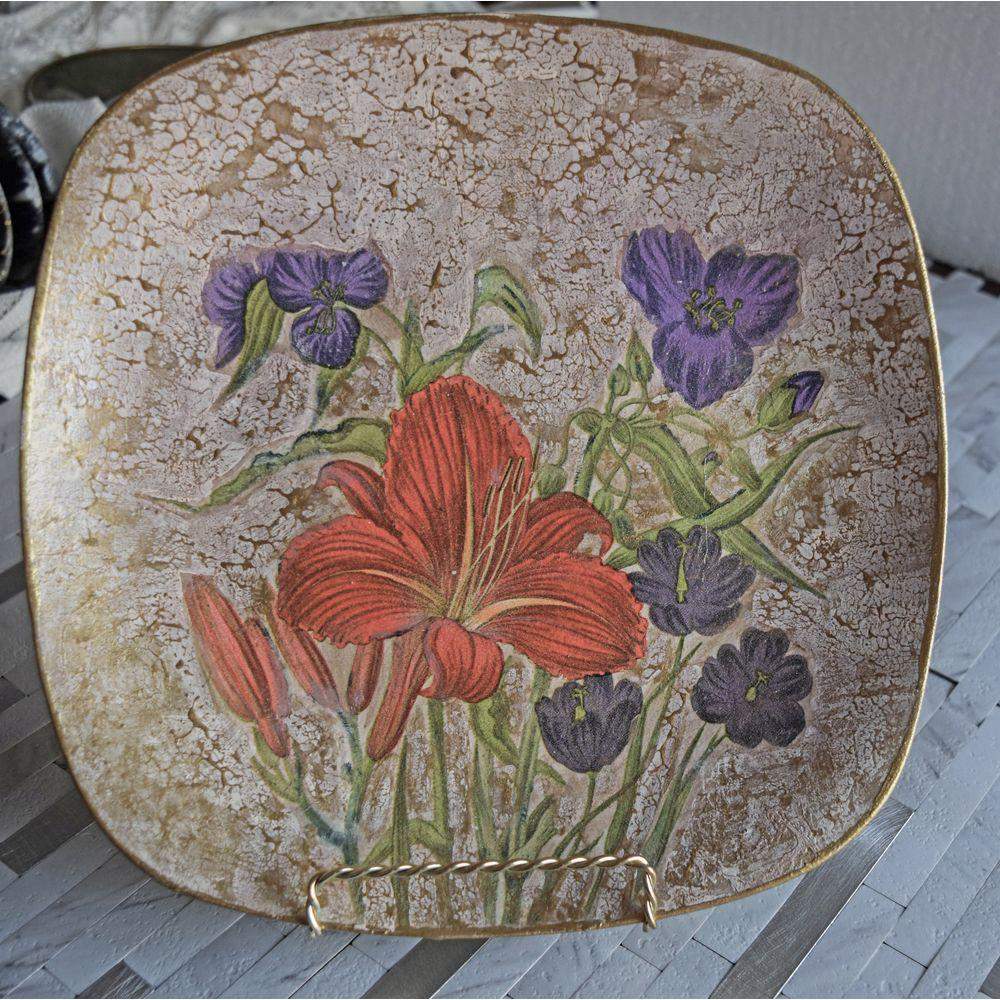 Square Floral Dish Decorative Plate - Laila Beauty Care Decorative Plate