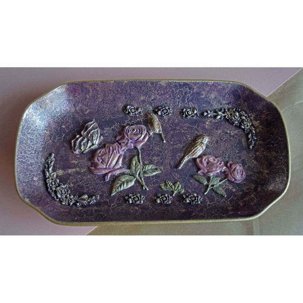 Vintage Birds Purple Floral Plate Decorative Plate - Laila Beauty Care Decorative Plate