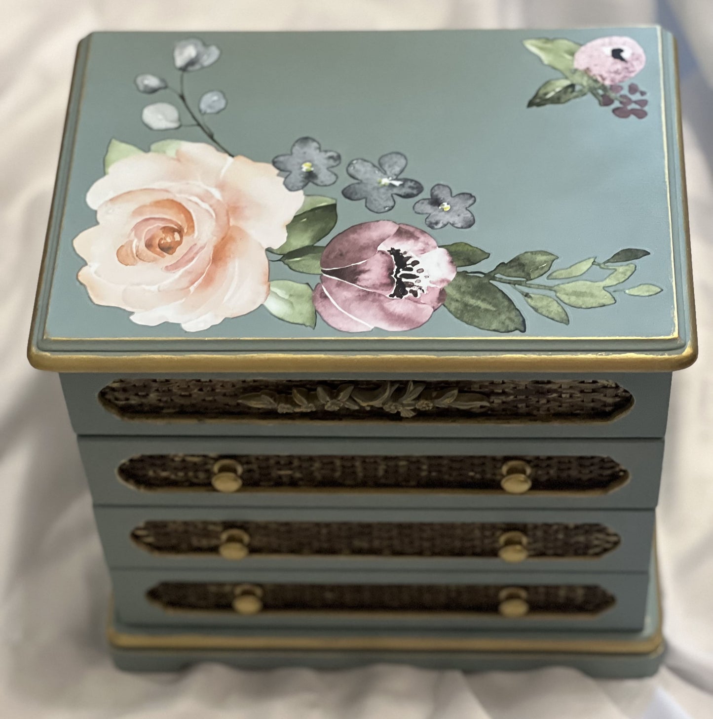 Tiffany Blue Floral large Jewelry Box