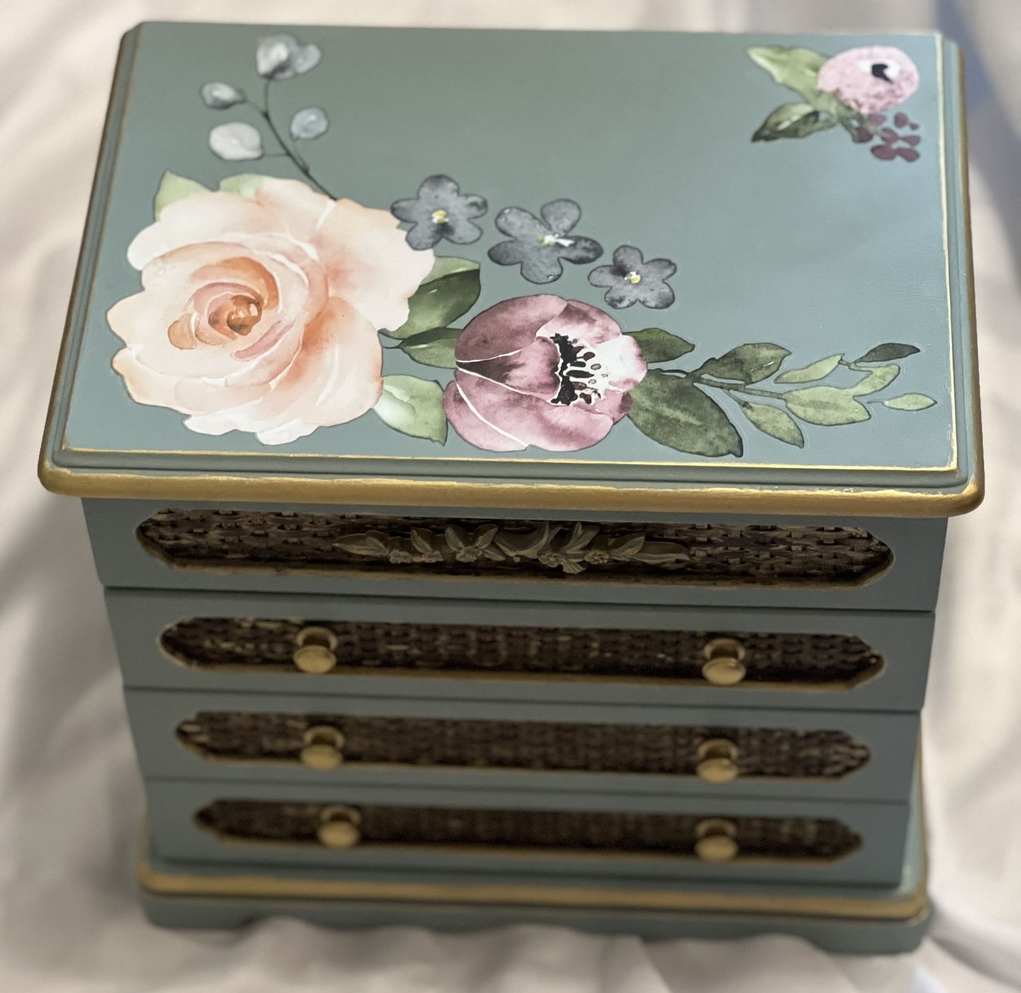 Tiffany Blue Floral large Jewelry Box