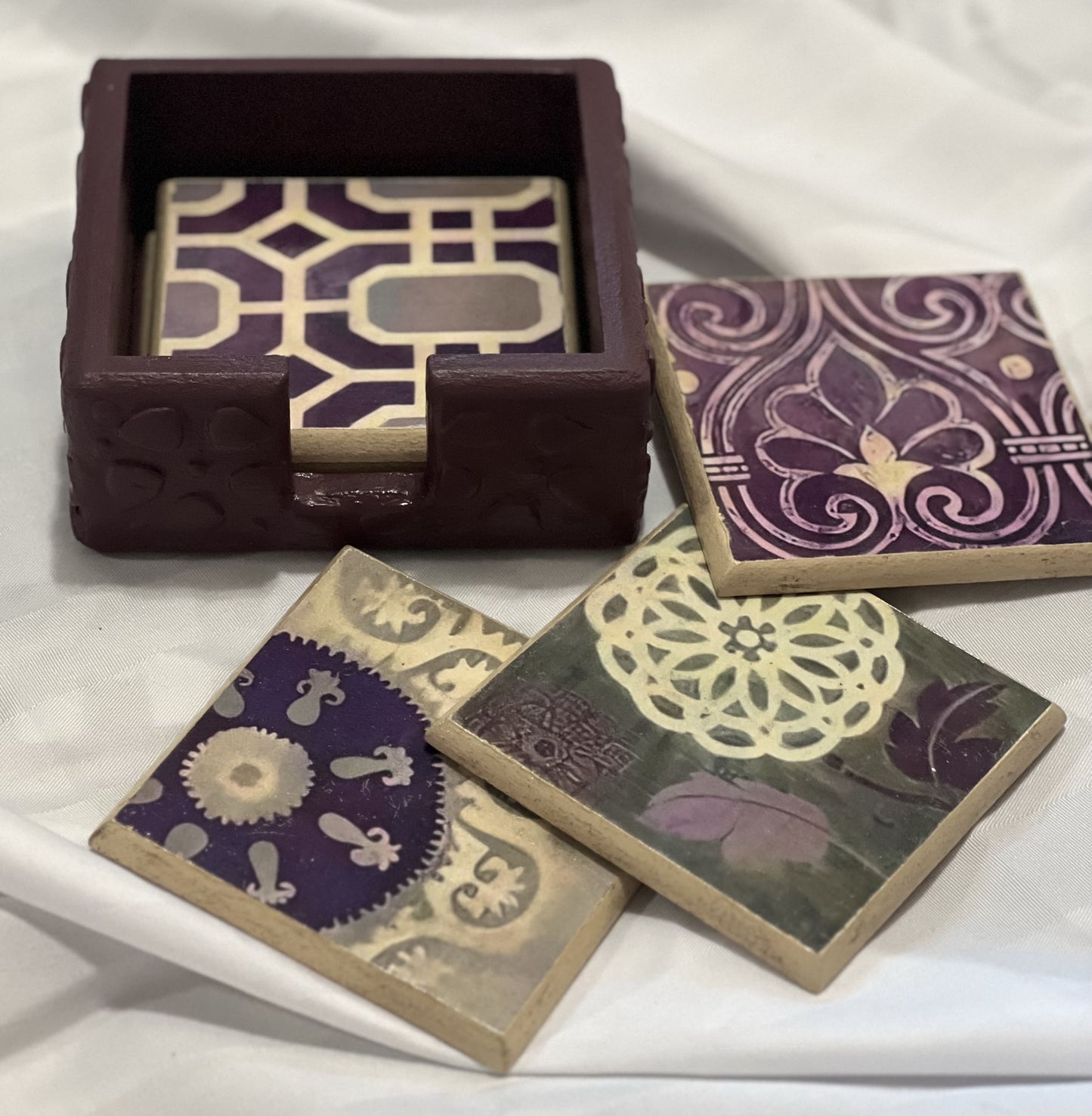 Islamic Arts Purple Tray with Coasters