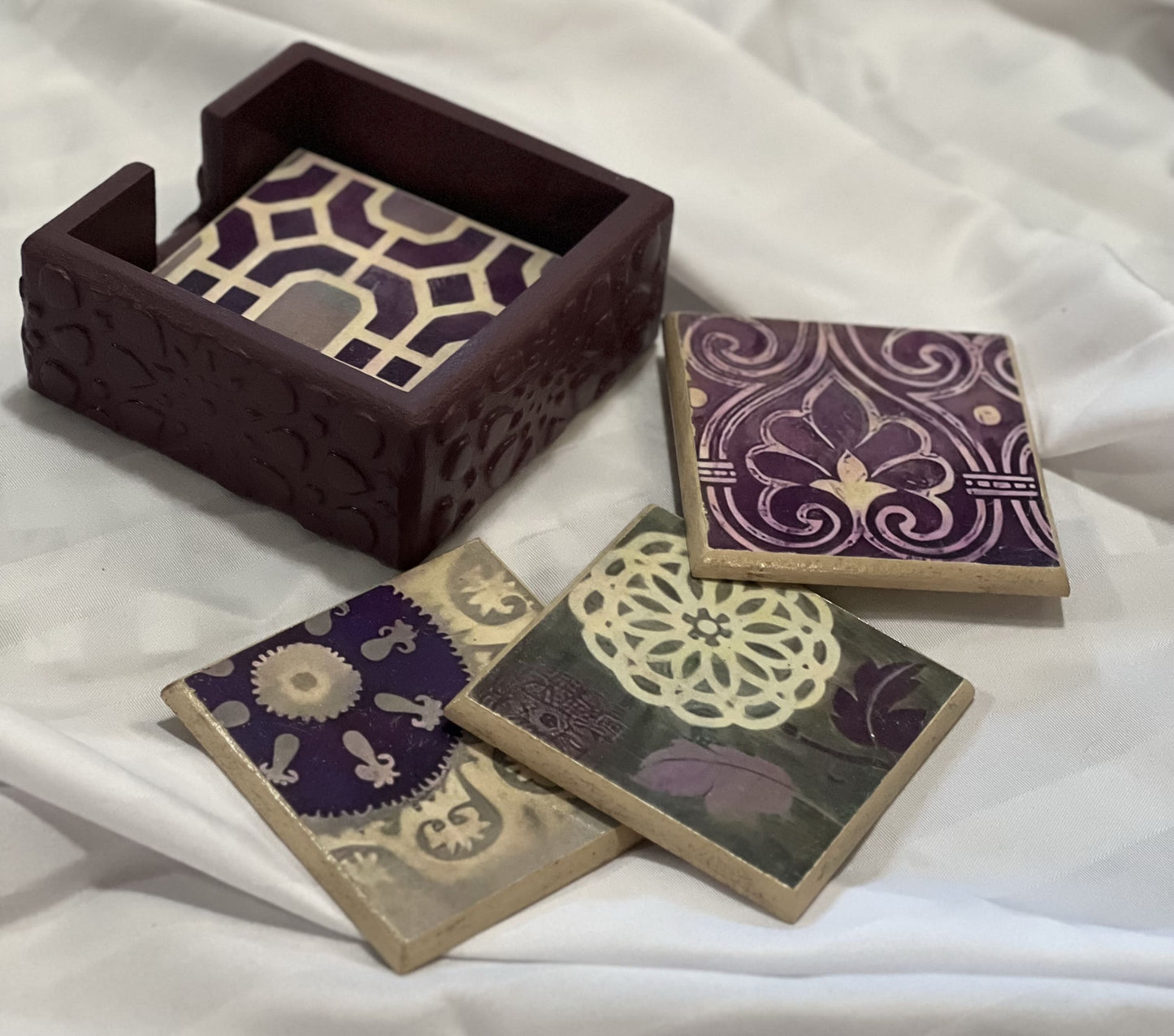 Islamic Arts Purple Tray with Coasters