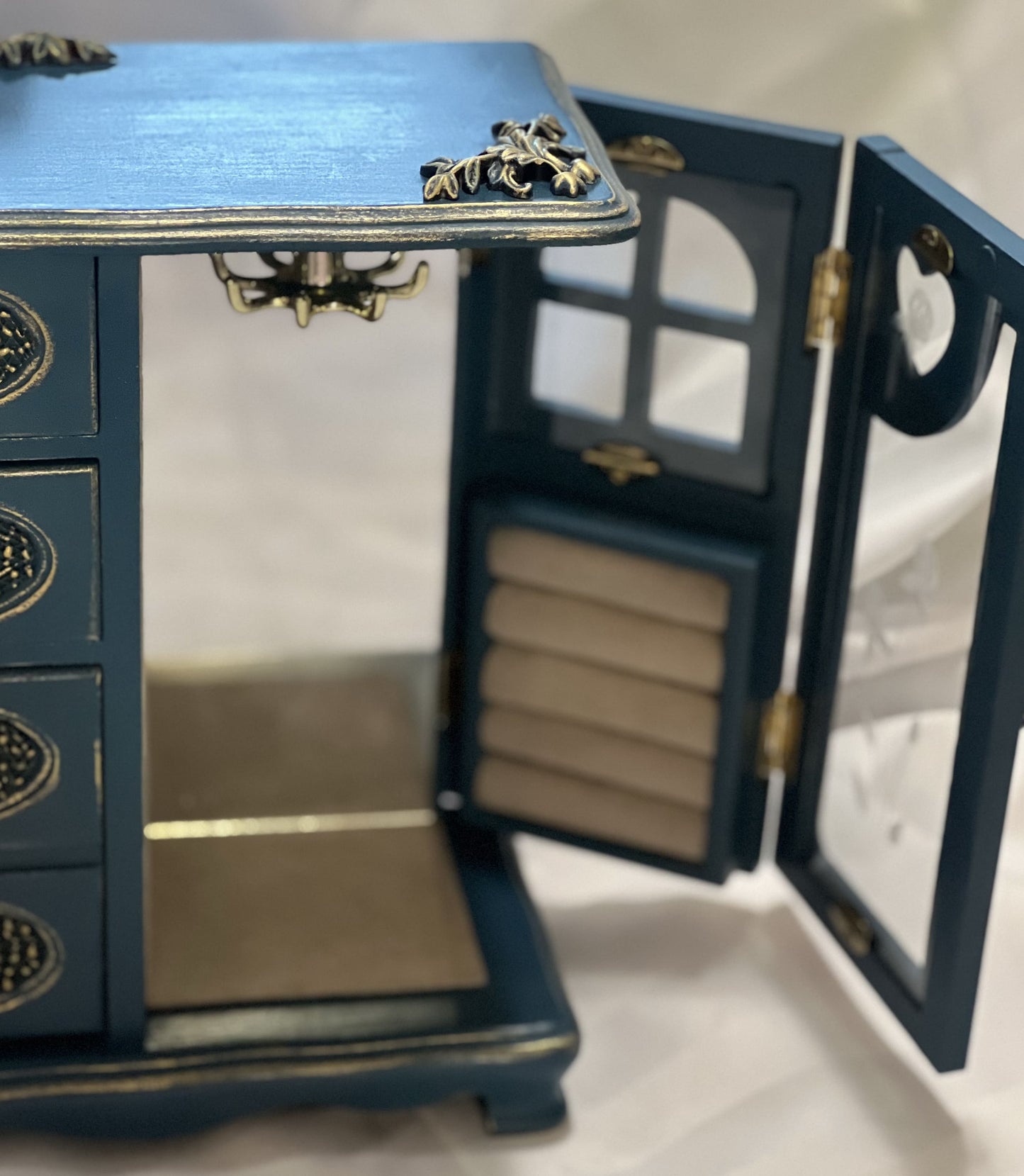 Navy Blue Motifs Jewelry Box