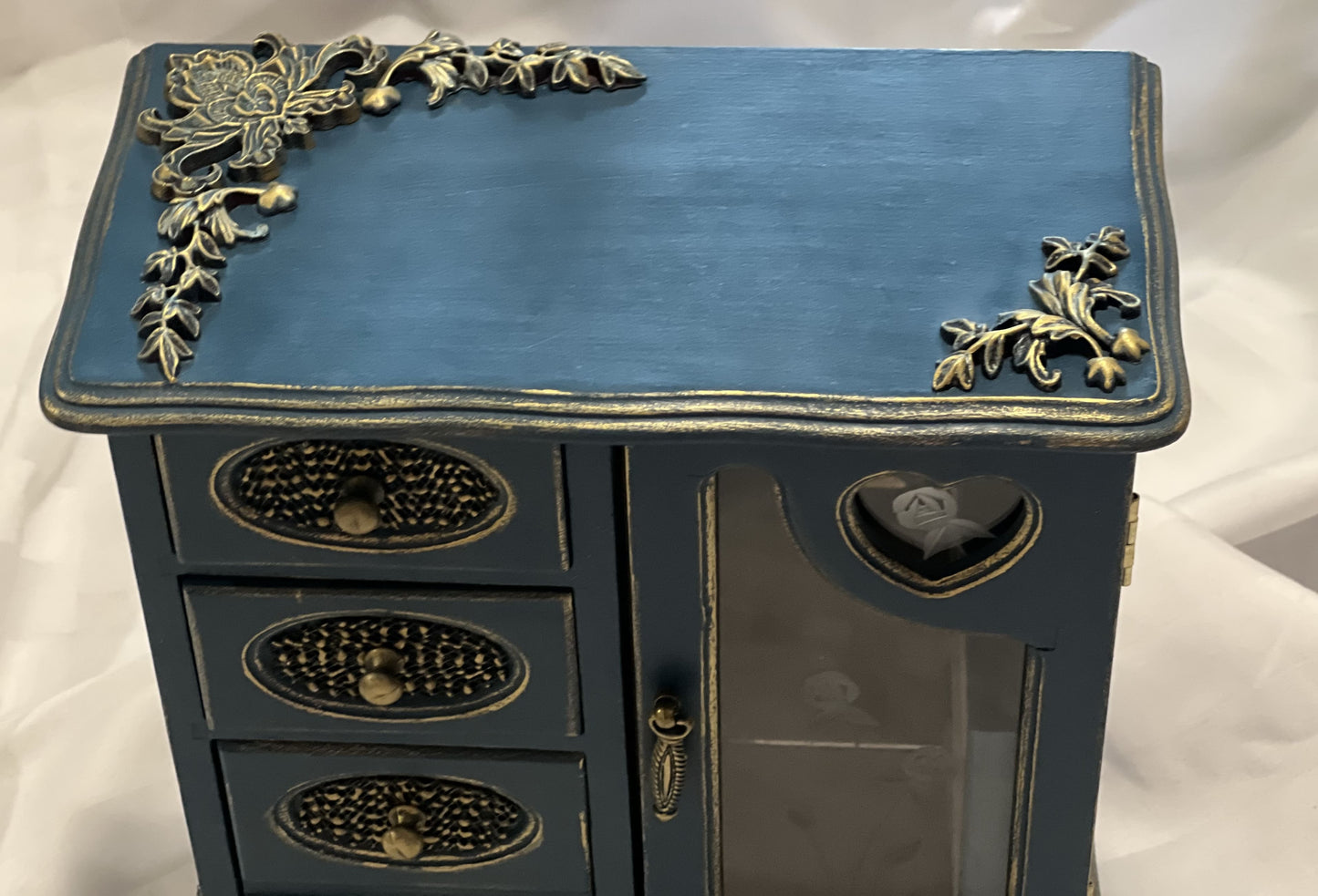 Navy Blue Motifs Jewelry Box