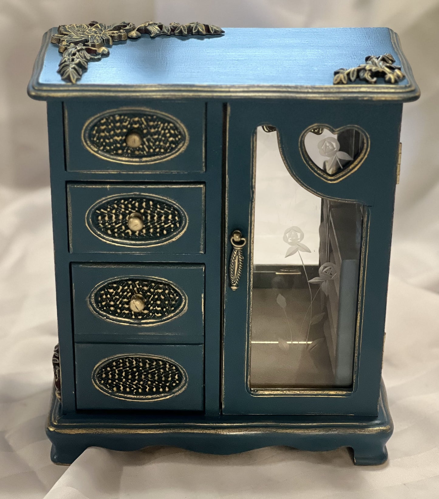 Navy Blue Motifs Jewelry Box