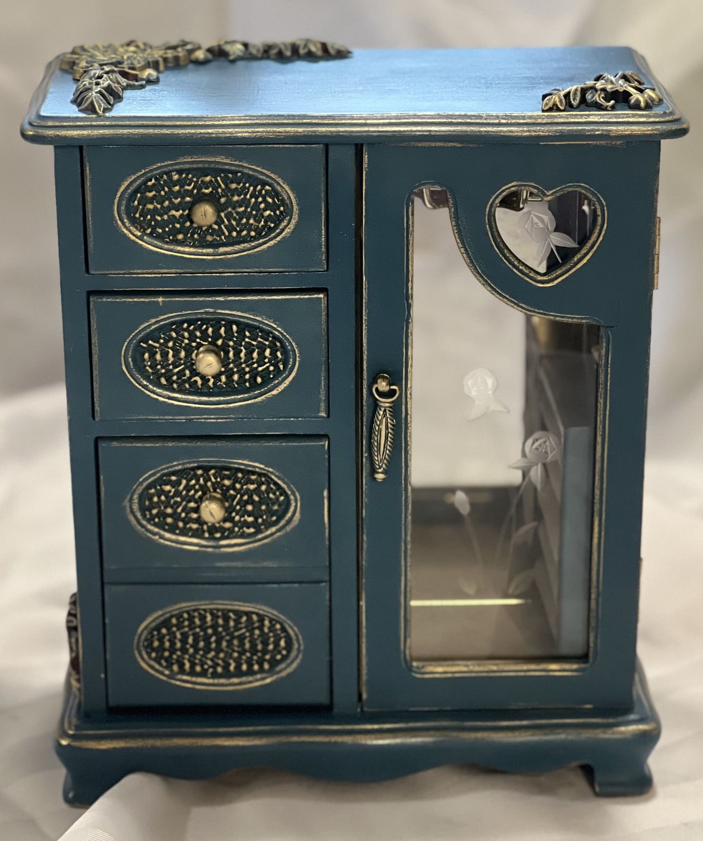 Navy Blue Motifs Jewelry Box