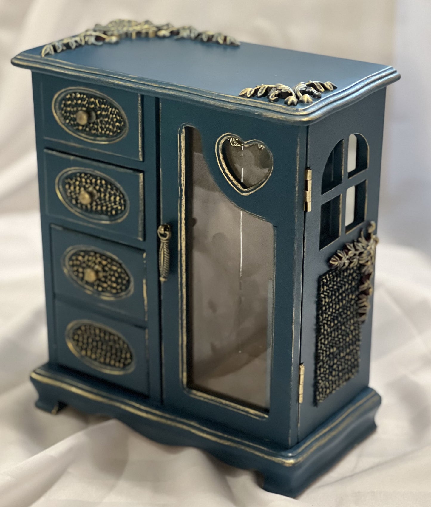 Navy Blue Motifs Jewelry Box