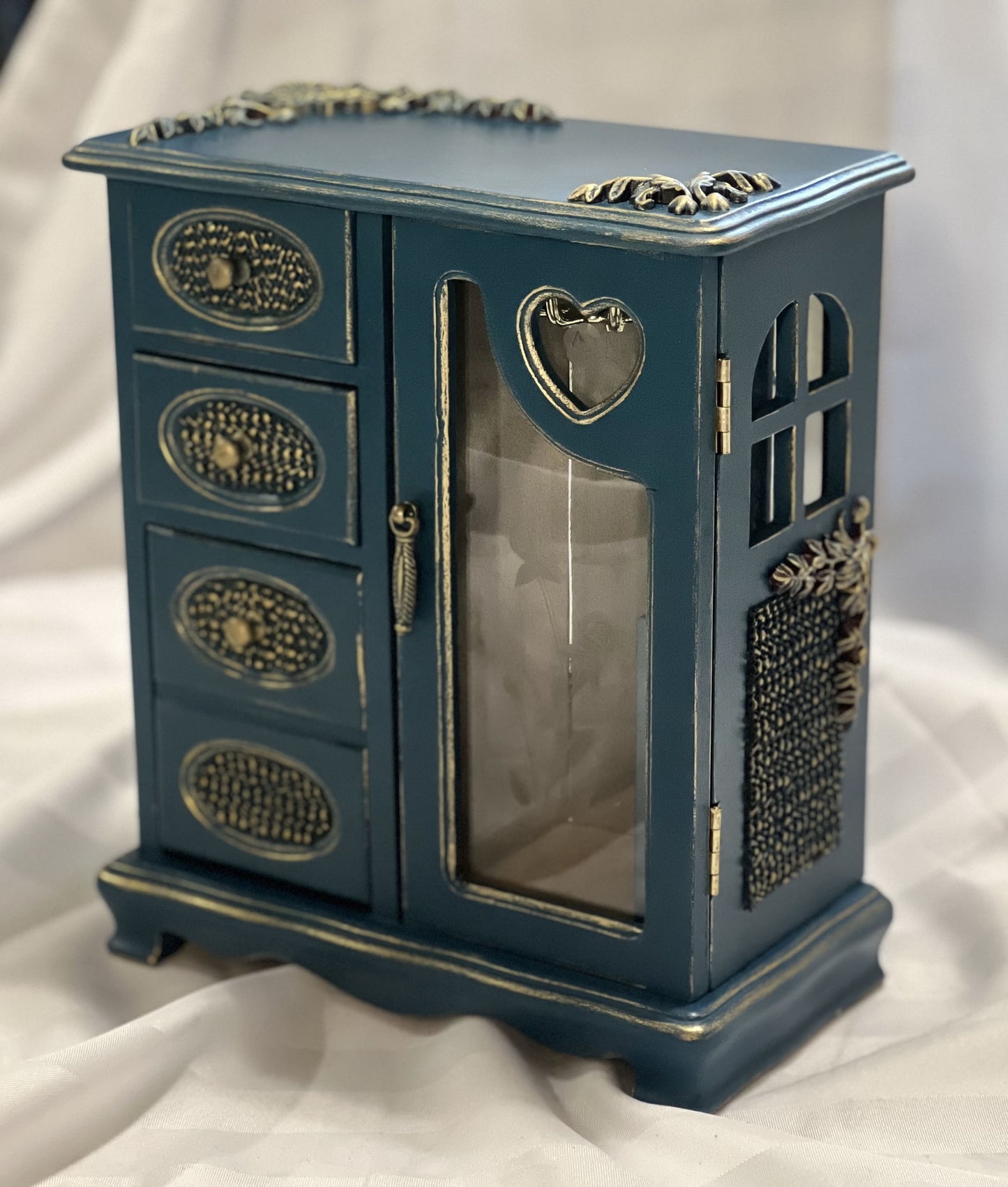 Navy Blue Motifs Jewelry Box