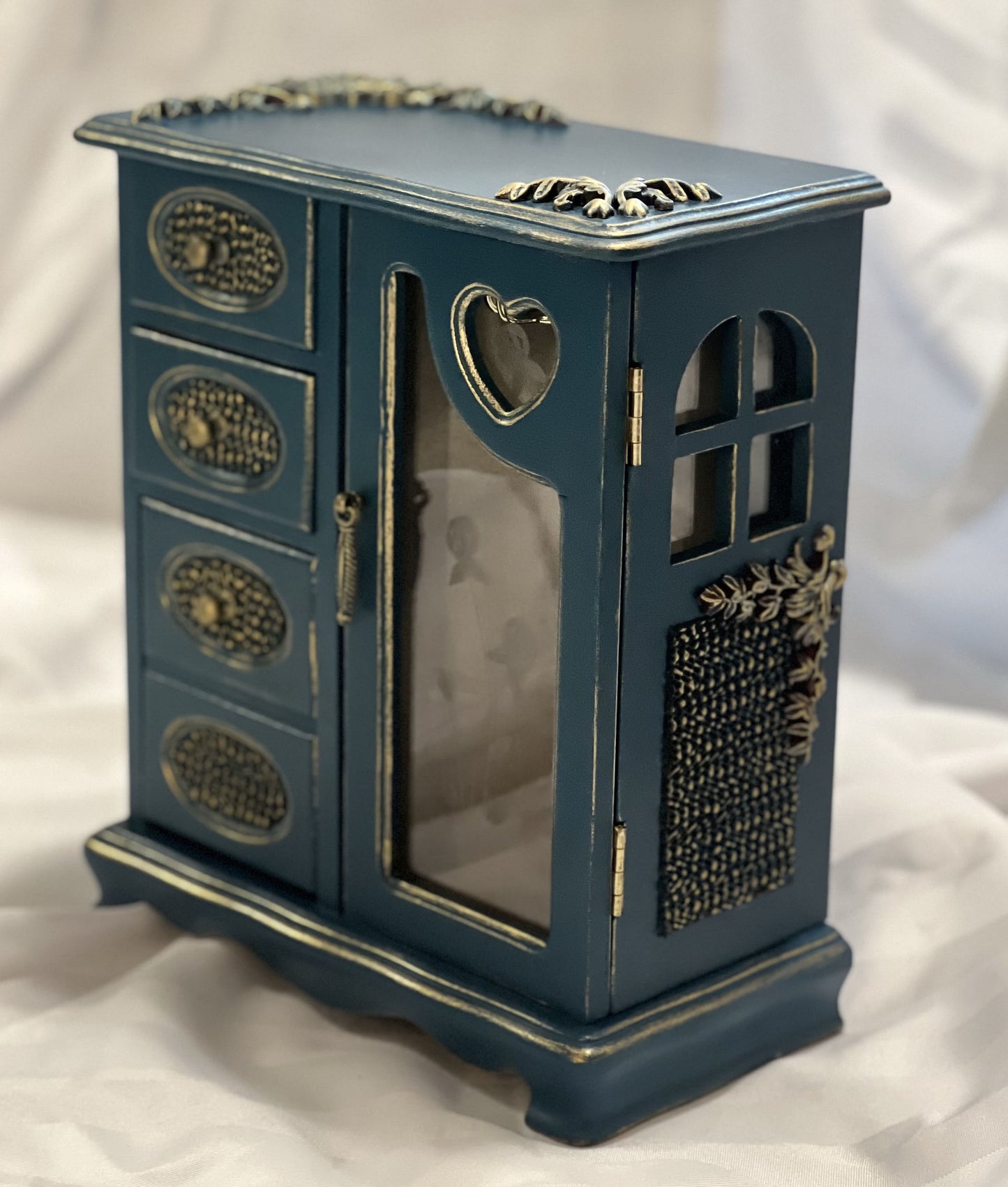 Navy Blue Motifs Jewelry Box