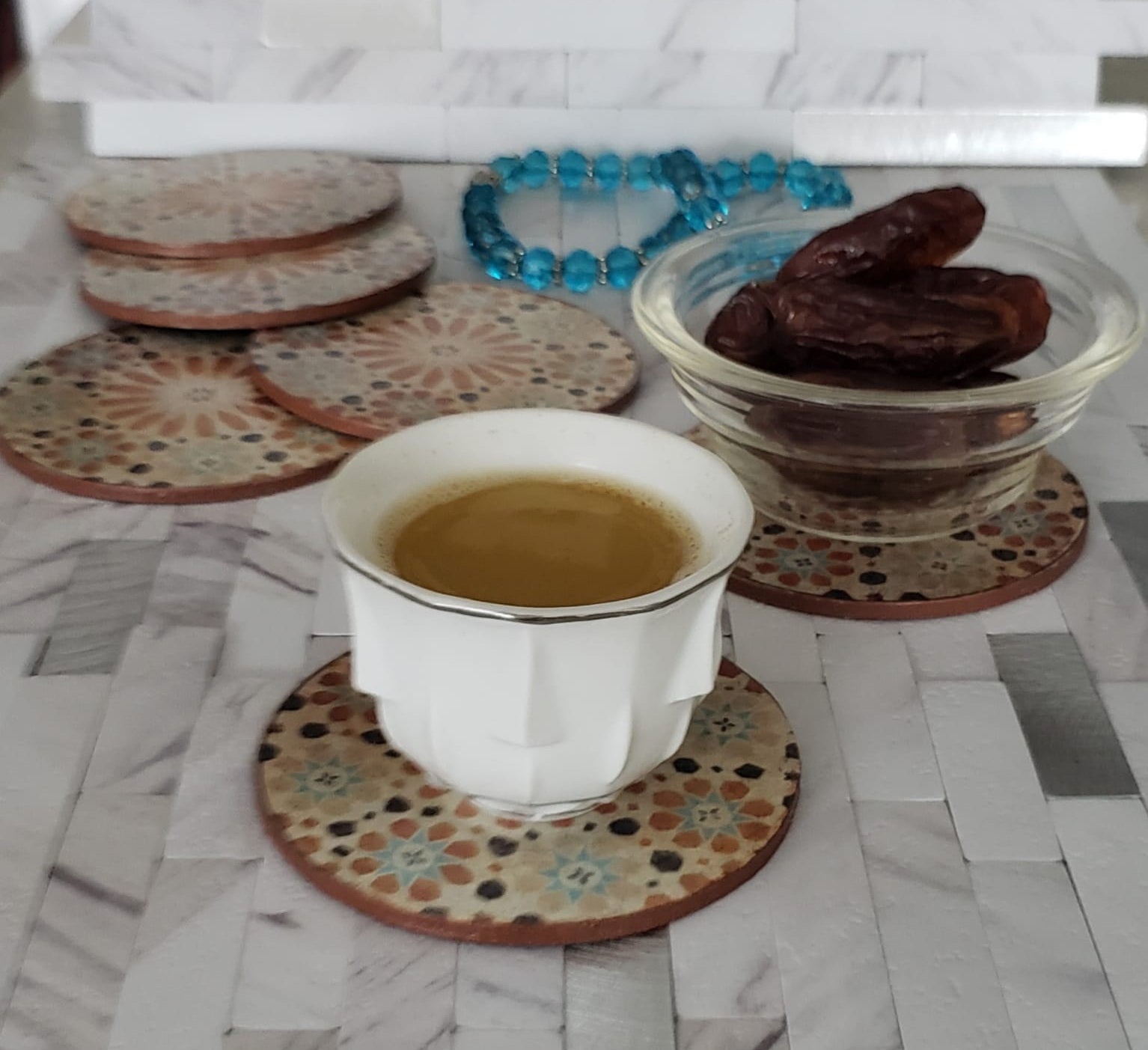 Ramadan Light Wood Coasters - Set of 6 Rounded Coasters - Laila Beauty Care Coasters