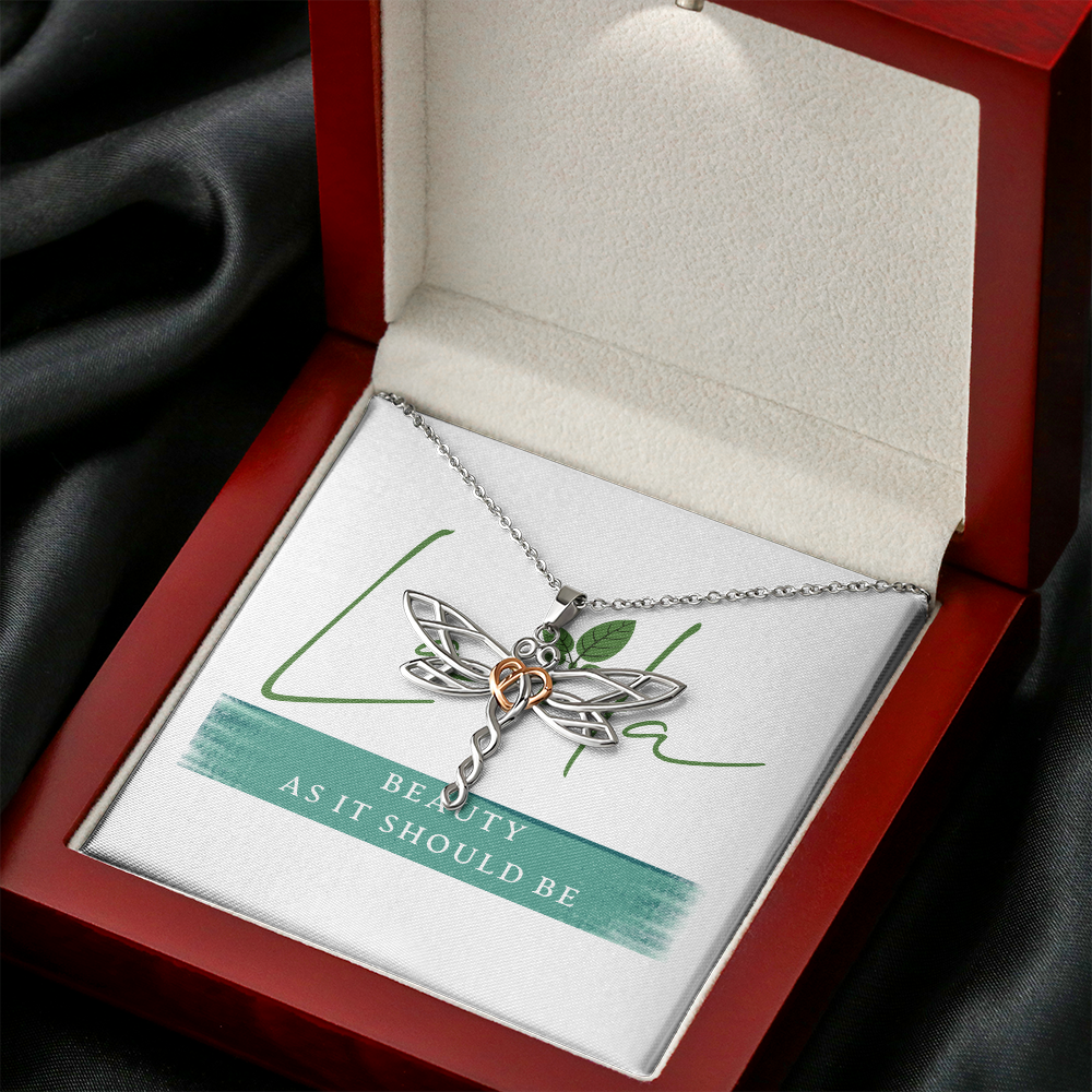 Laila - Dragonfly Necklace Mahogany Style Luxury Box (w/LED) Jewelry - Laila Beauty Care Jewelry