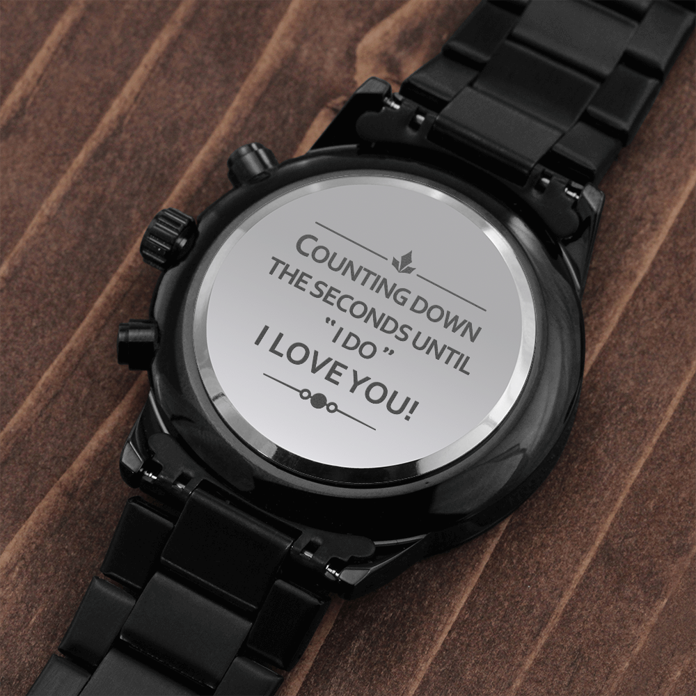 Counting Down The Seconds - Black Chronograph Watch Standard Box Jewelry - Laila Beauty Care Jewelry