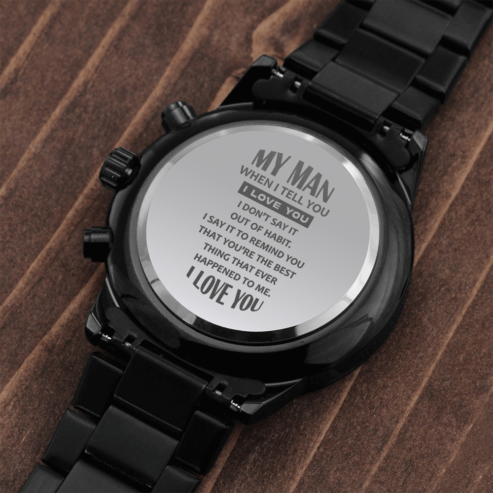 My Man - Black Chronograph Watch Jewelry - Laila Beauty Care Jewelry