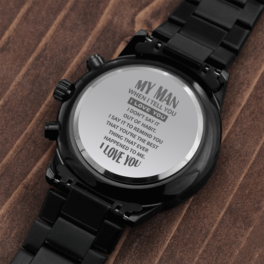 My Man - Black Chronograph Watch Jewelry - Laila Beauty Care Jewelry