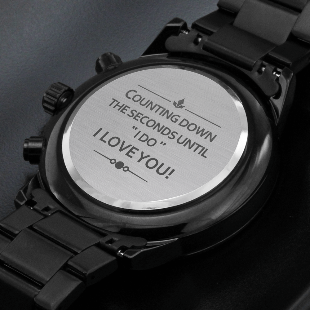 Counting Down The Seconds - Black Chronograph Watch Jewelry - Laila Beauty Care Jewelry