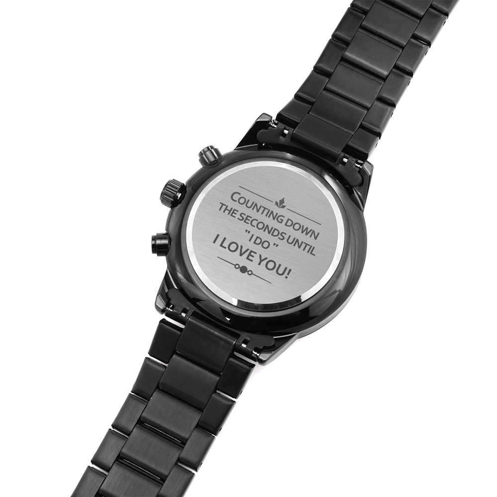 Counting Down The Seconds - Black Chronograph Watch Jewelry - Laila Beauty Care Jewelry