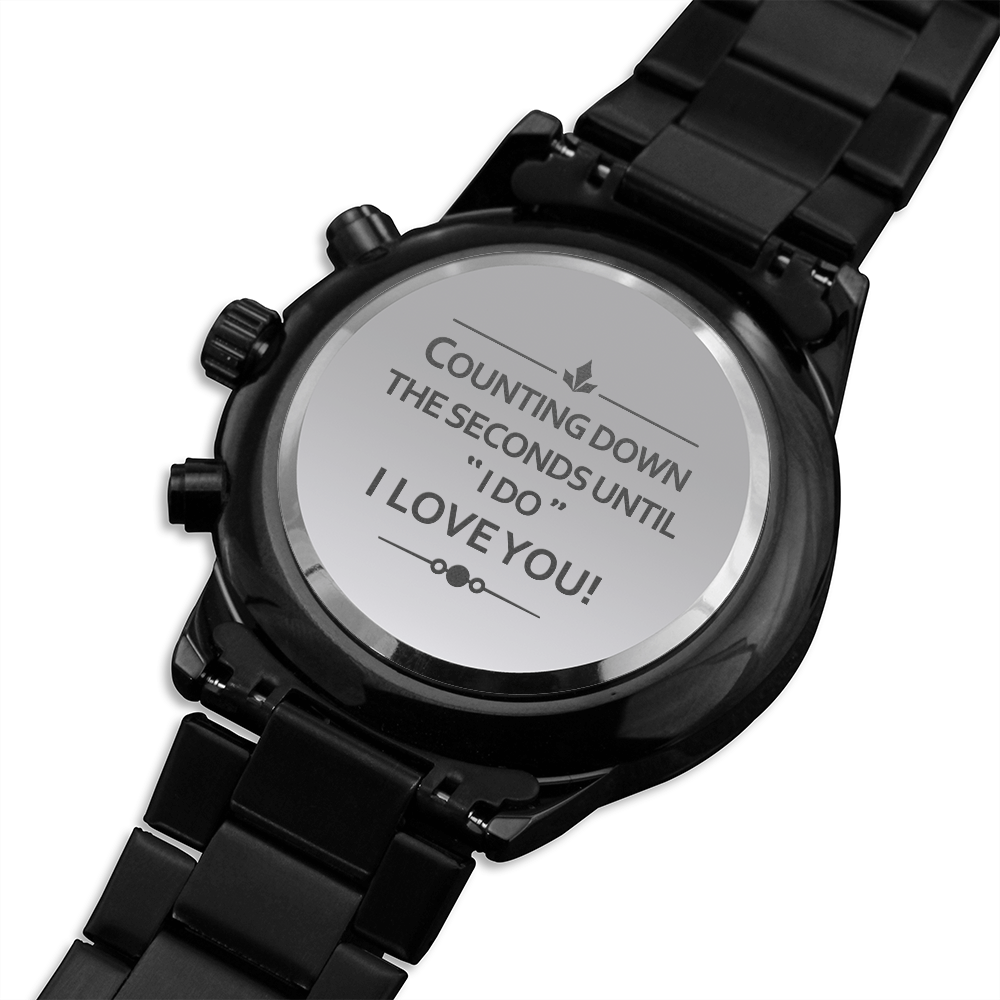 Counting Down The Seconds - Black Chronograph Watch Jewelry - Laila Beauty Care Jewelry