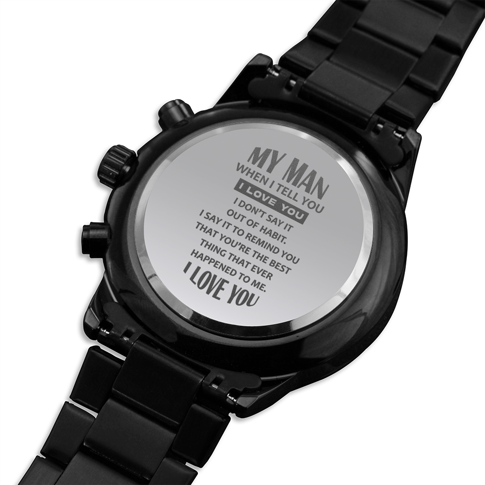 My Man - Black Chronograph Watch Jewelry - Laila Beauty Care Jewelry