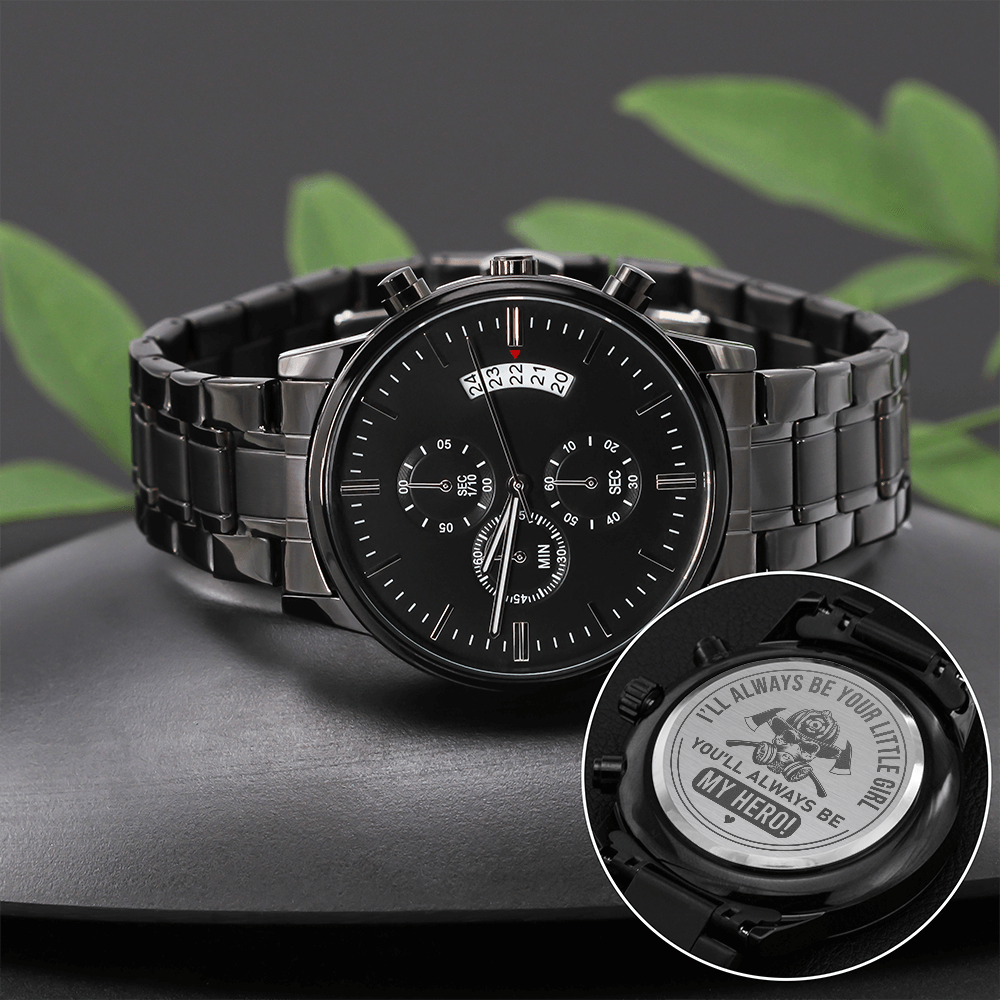 Your Little Girl - Black Chronograph Watch Jewelry - Laila Beauty Care Jewelry