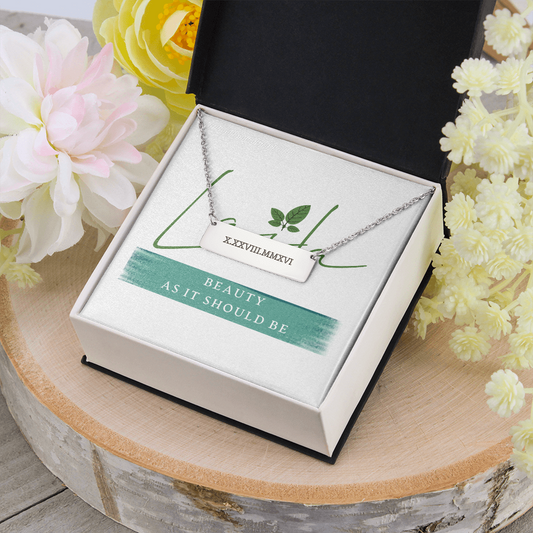 Laila - Roman Numerals Horizontal Bar Necklace Stainless Steel / No Jewelry - Laila Beauty Care Jewelry