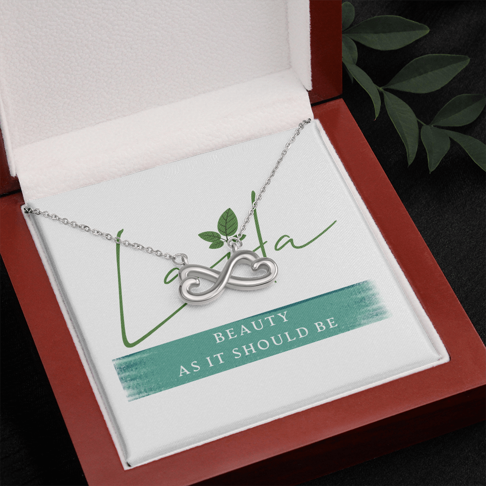 Laila - Infinity Hearts Necklace 14k White Gold Finish / Luxury Box Jewelry - Laila Beauty Care Jewelry