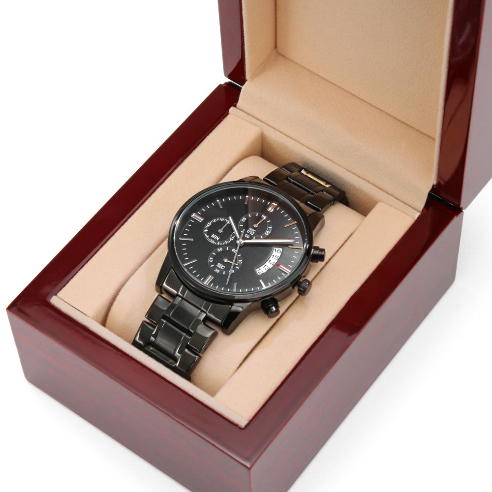 Counting Down The Seconds - Black Chronograph Watch Jewelry - Laila Beauty Care Jewelry