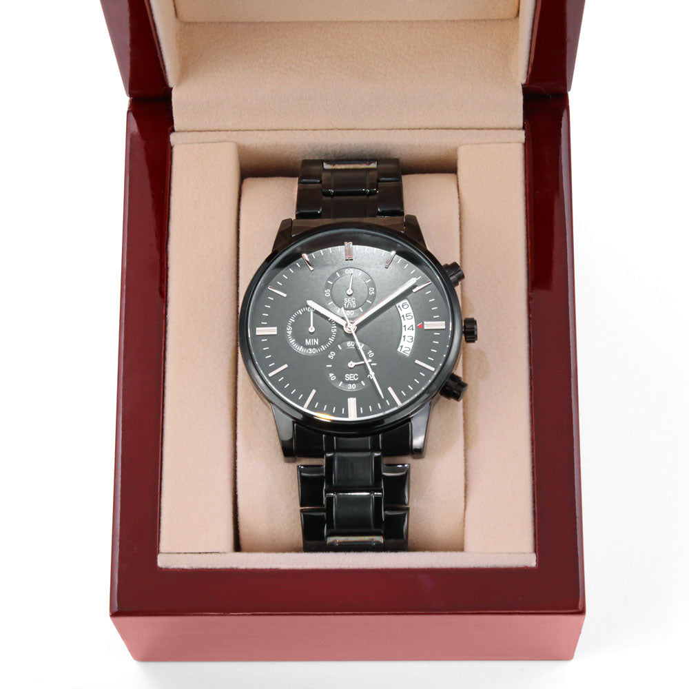 Counting Down The Seconds - Black Chronograph Watch Jewelry - Laila Beauty Care Jewelry