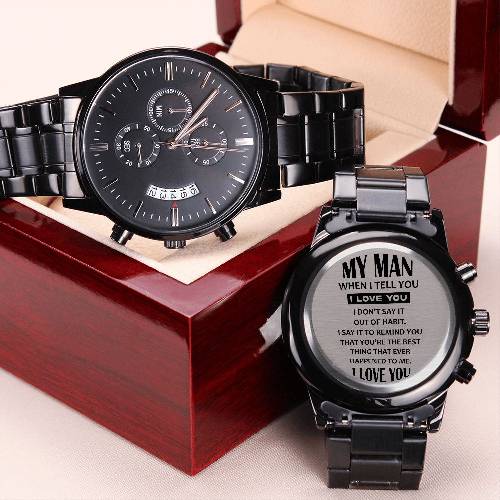 My Man - Black Chronograph Watch Jewelry - Laila Beauty Care Jewelry