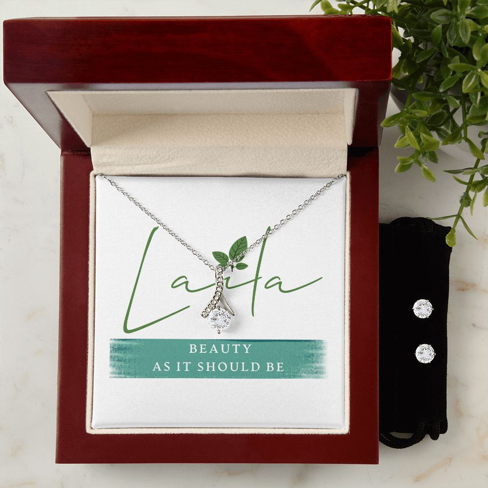 Laila - Alluring Beauty Necklace and Earring Set Luxury Box Jewelry - Laila Beauty Care Jewelry