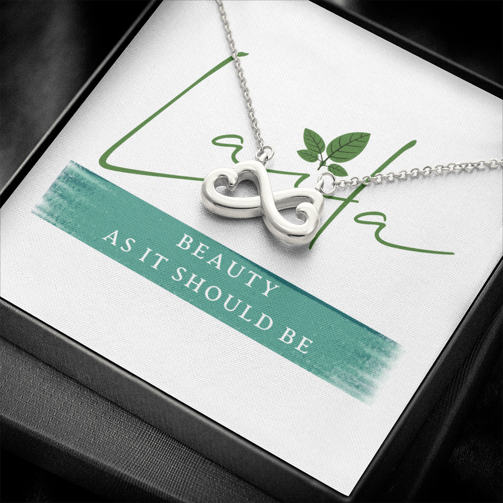 Laila - Infinity Hearts Necklace 14k White Gold Finish / Standard Box Jewelry - Laila Beauty Care Jewelry