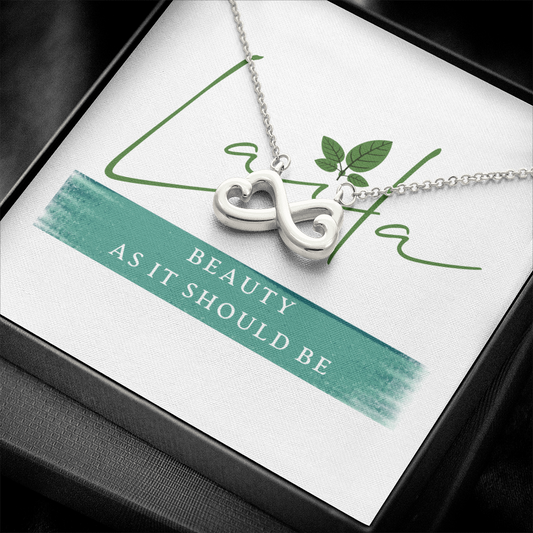 Laila - Infinity Hearts Necklace 14k White Gold Finish / Standard Box Jewelry - Laila Beauty Care Jewelry