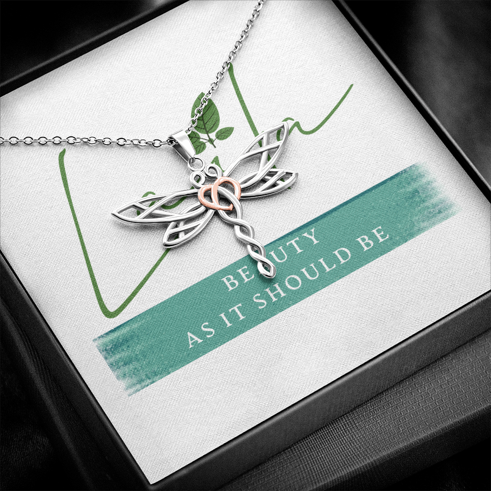 Laila - Dragonfly Necklace Two Toned Box Jewelry - Laila Beauty Care Jewelry