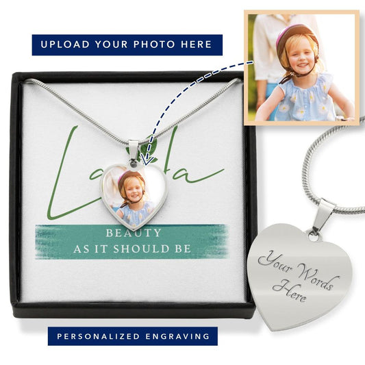 Laila - Heart Snake Chain Photo Necklace - Upload Photo