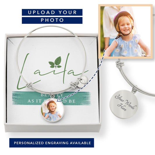 Laila - Circle Photo Resizable Bracelet - Upload Photo