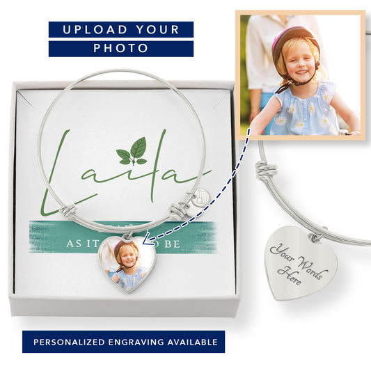 Laila - Heart Photo Resizable Bracelet - Upload Photo