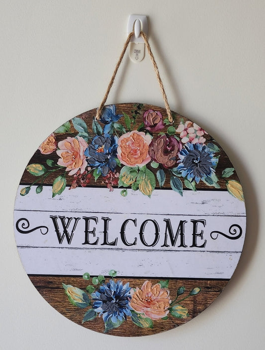Welcome Rounded Wall Art - Hanged