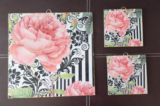 Square Floral Wall Art Set