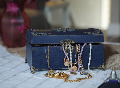 Navy Blue Velvet Luxury Jewelry Box Jewelry Box - Laila Beauty Care Jewelry Box