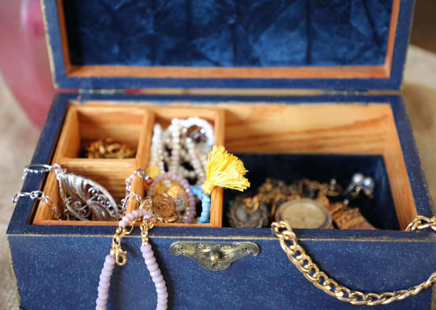 Navy Blue Velvet Luxury Jewelry Box Jewelry Box - Laila Beauty Care Jewelry Box