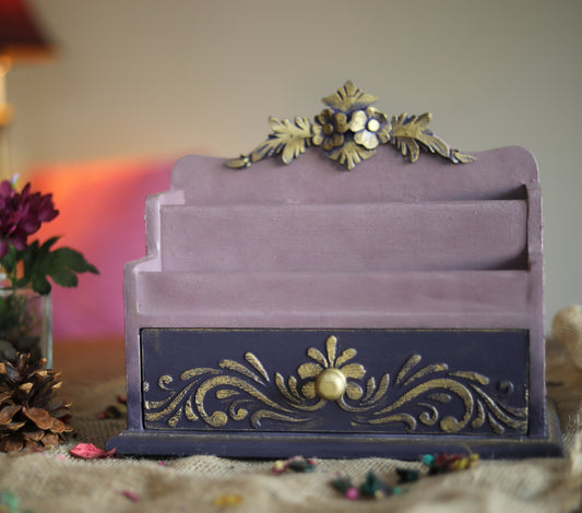 Purple & Gold Makeup Organizer Jewelry Box - Laila Beauty Care Jewelry Box