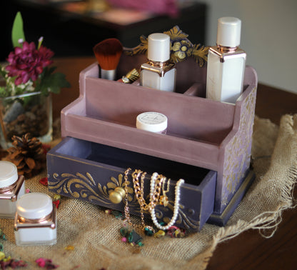 Purple & Gold Makeup Organizer Jewelry Box - Laila Beauty Care Jewelry Box